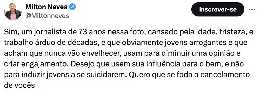 Post de Milton Neves