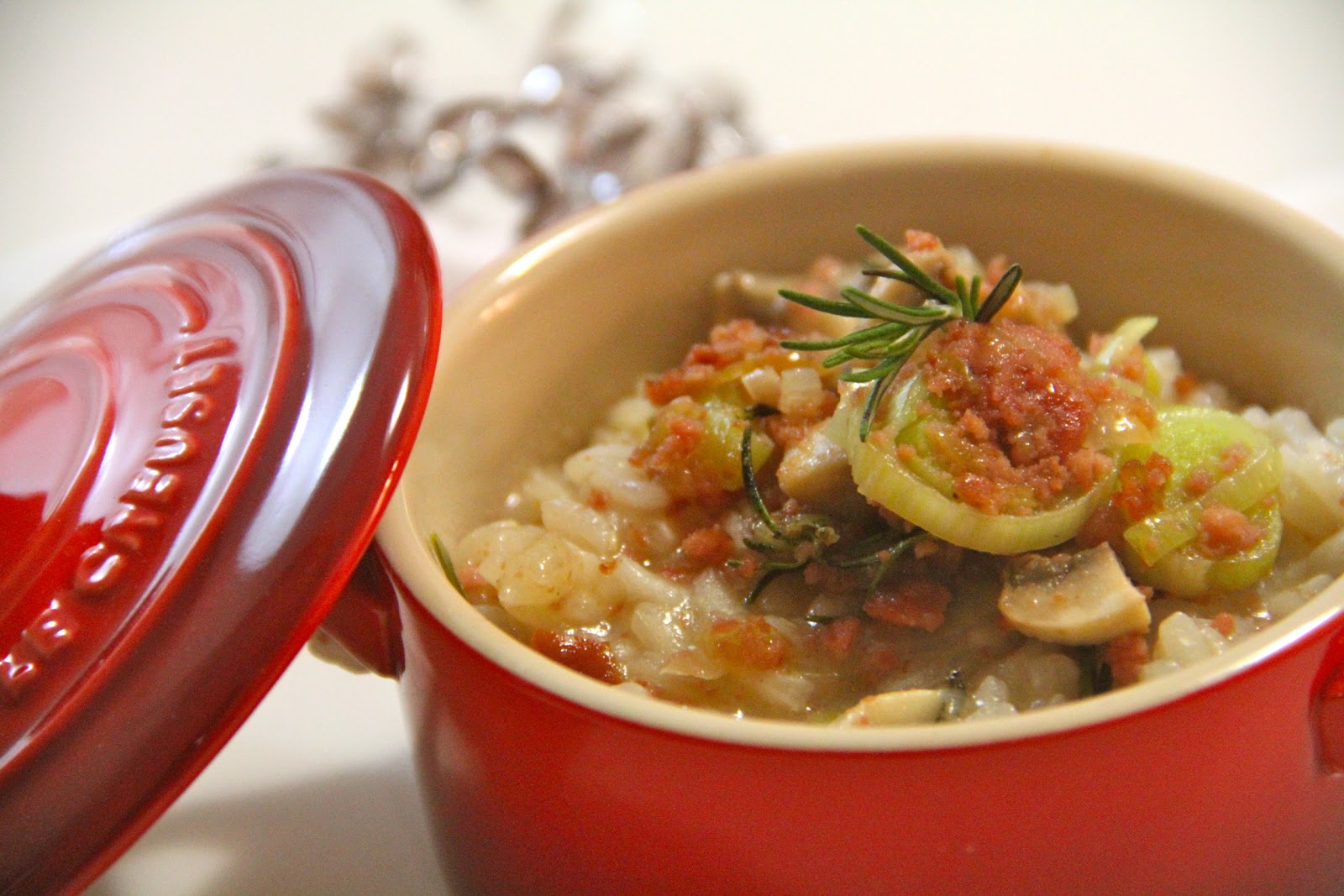 Risoto de calabresa e alho poró simples 