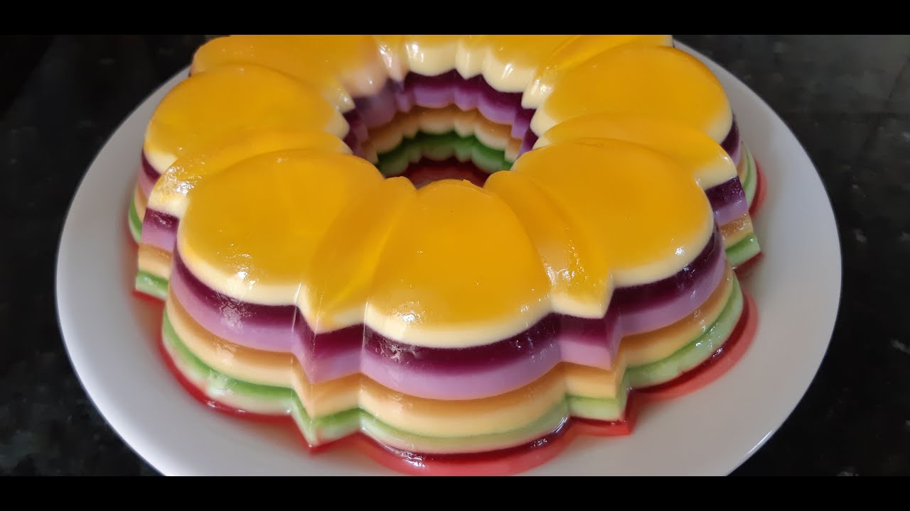 Gelatina colorida em camadas fácil simples