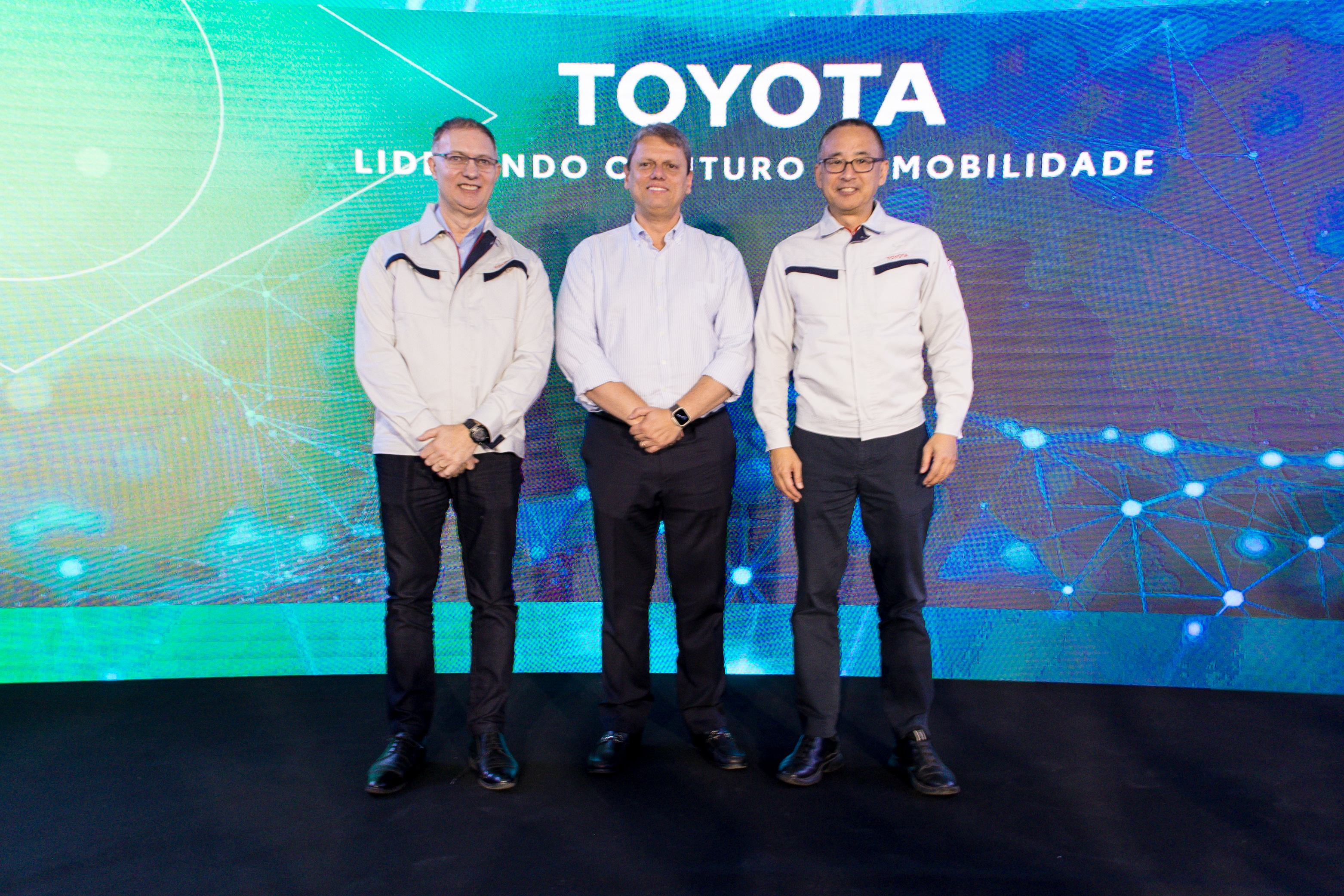 Governador de SP, Tarcísio de Freitas, no anúncio da pedra fundamental da nova fábrica da Toyota – Foto: Divulgação