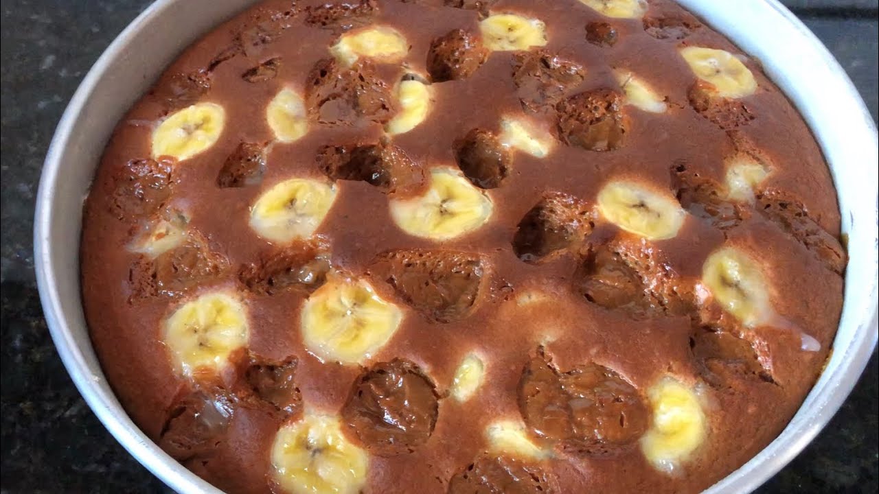 Bolo de banana com doce de leite do Tiktok prático