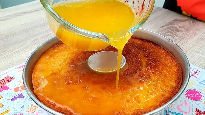 Bolo de laranja com suco de saquinho fofinho tudo gostoso